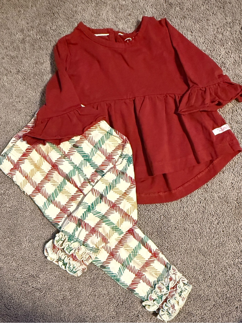 RuffleButts Holiday Baby Peplum Top & leggings- Size 12-18M